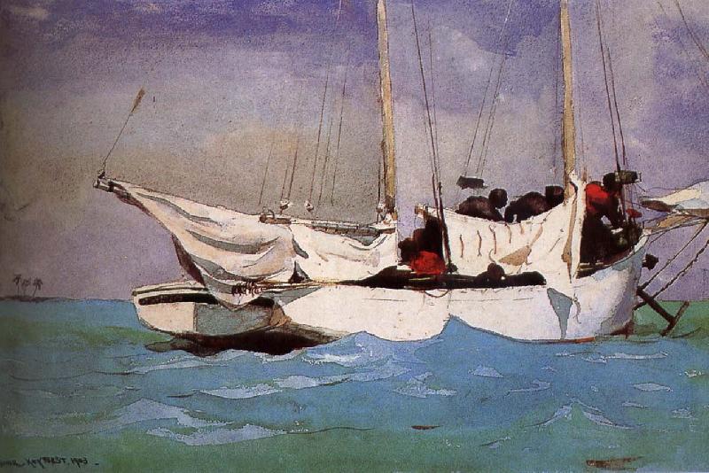 Winslow Homer Anchor ready to berthing France oil painting art